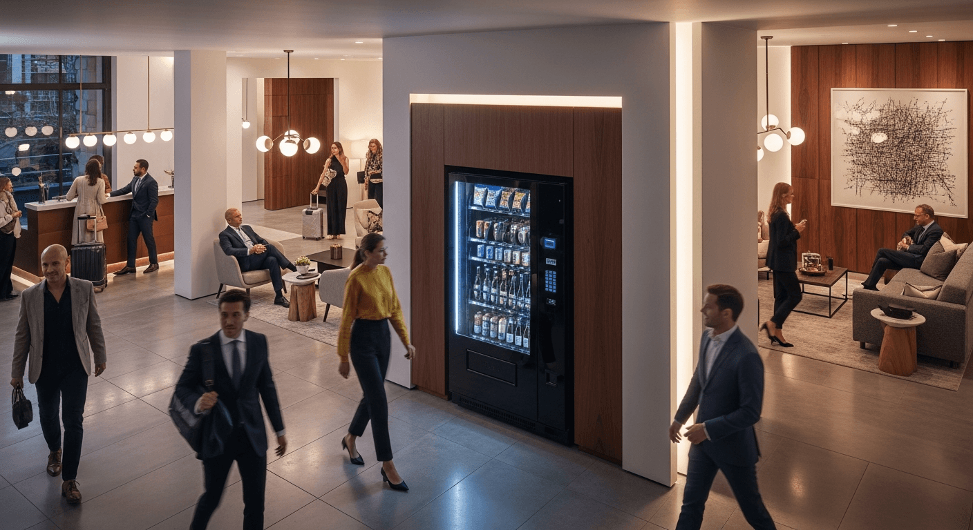 Premium vending setup in a hotel lobby